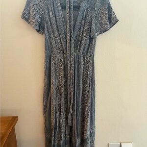 Knox Rose Blue and Gray Maxi Wrap Nursing friendly Dress